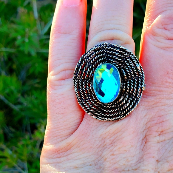 New Mercury Mystic Topaz Silver Spiderweb Ring. - Picture 2 of 16